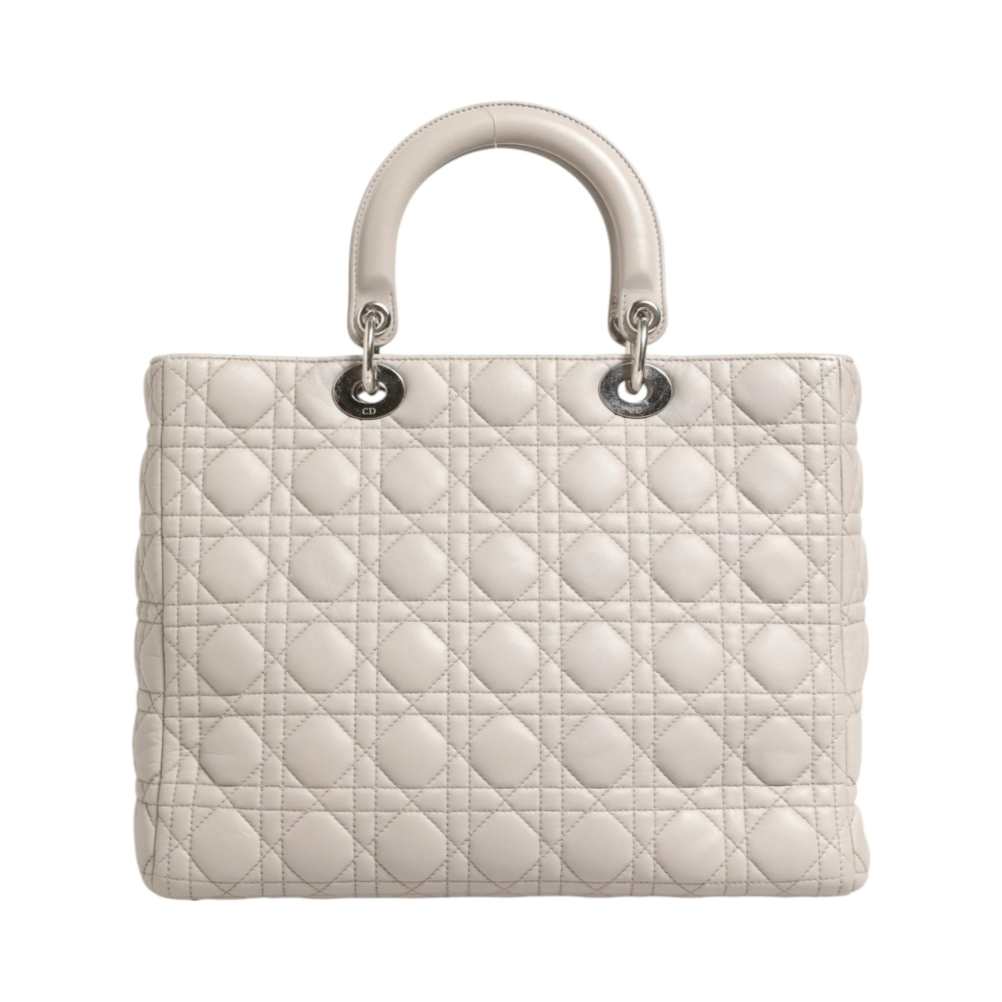 Lady Dior Large Grey Cannage Lambskin Bag