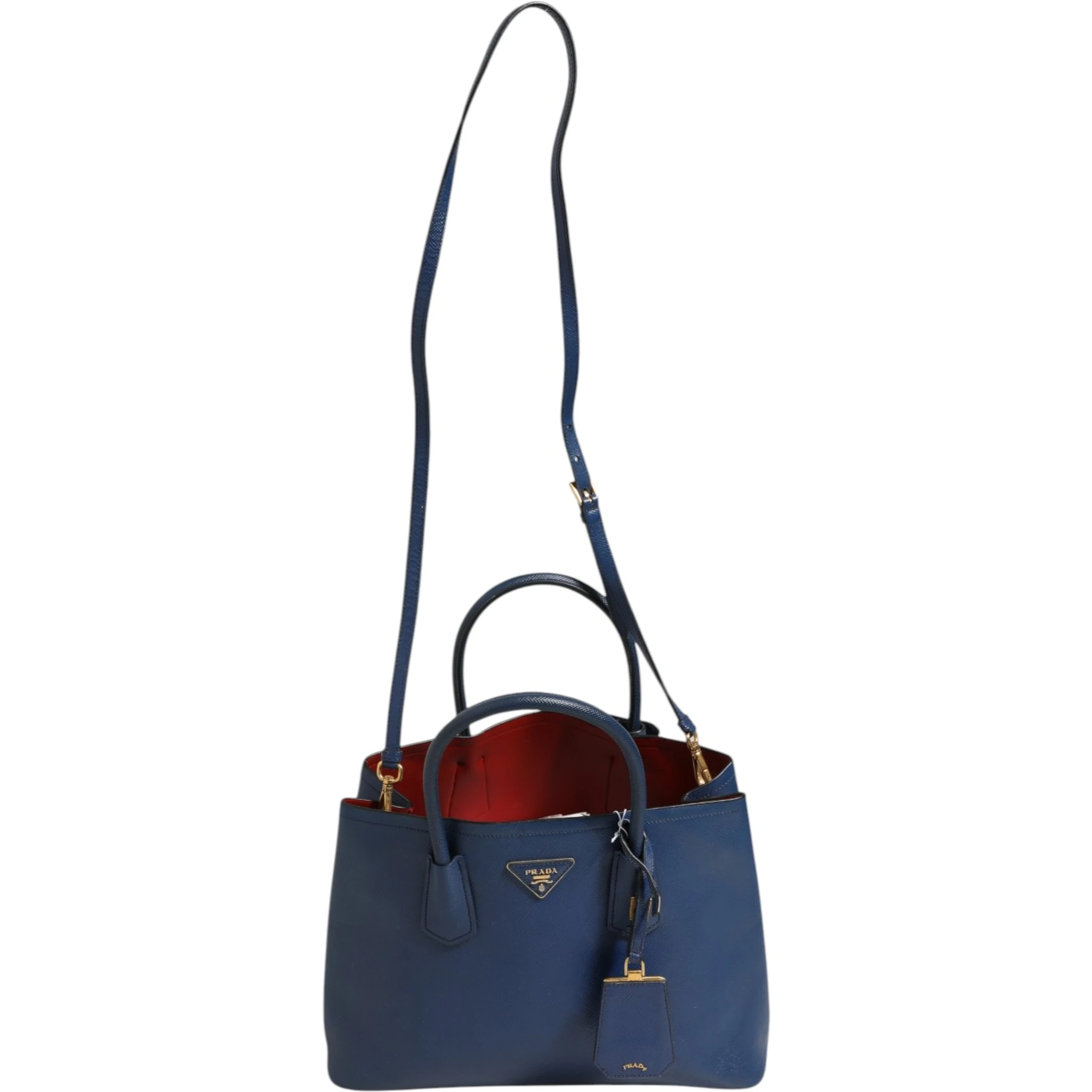 Blue Saffiano Leather 2way Bag