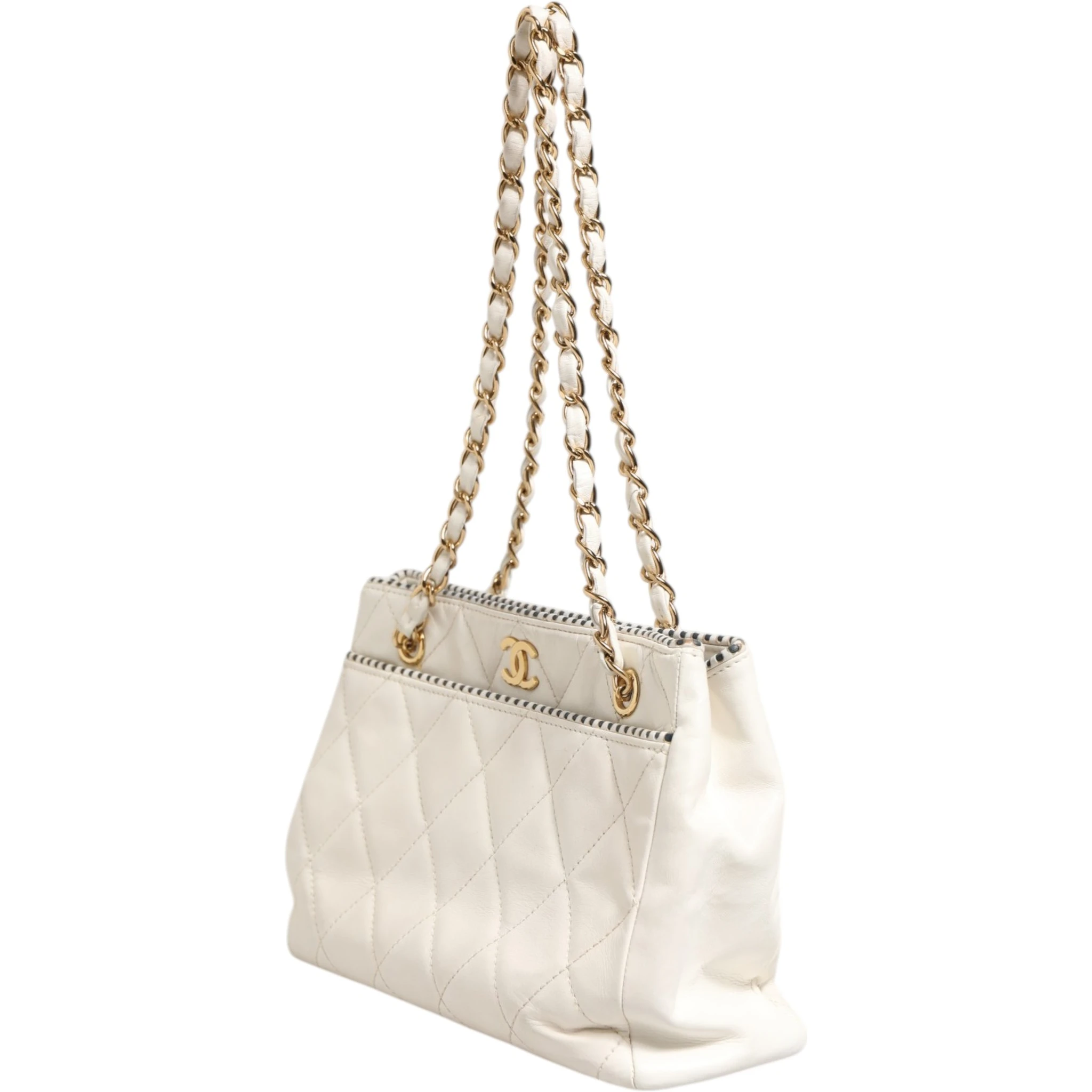 Shiny Calfskin Quilted Mini 22 White 1792563