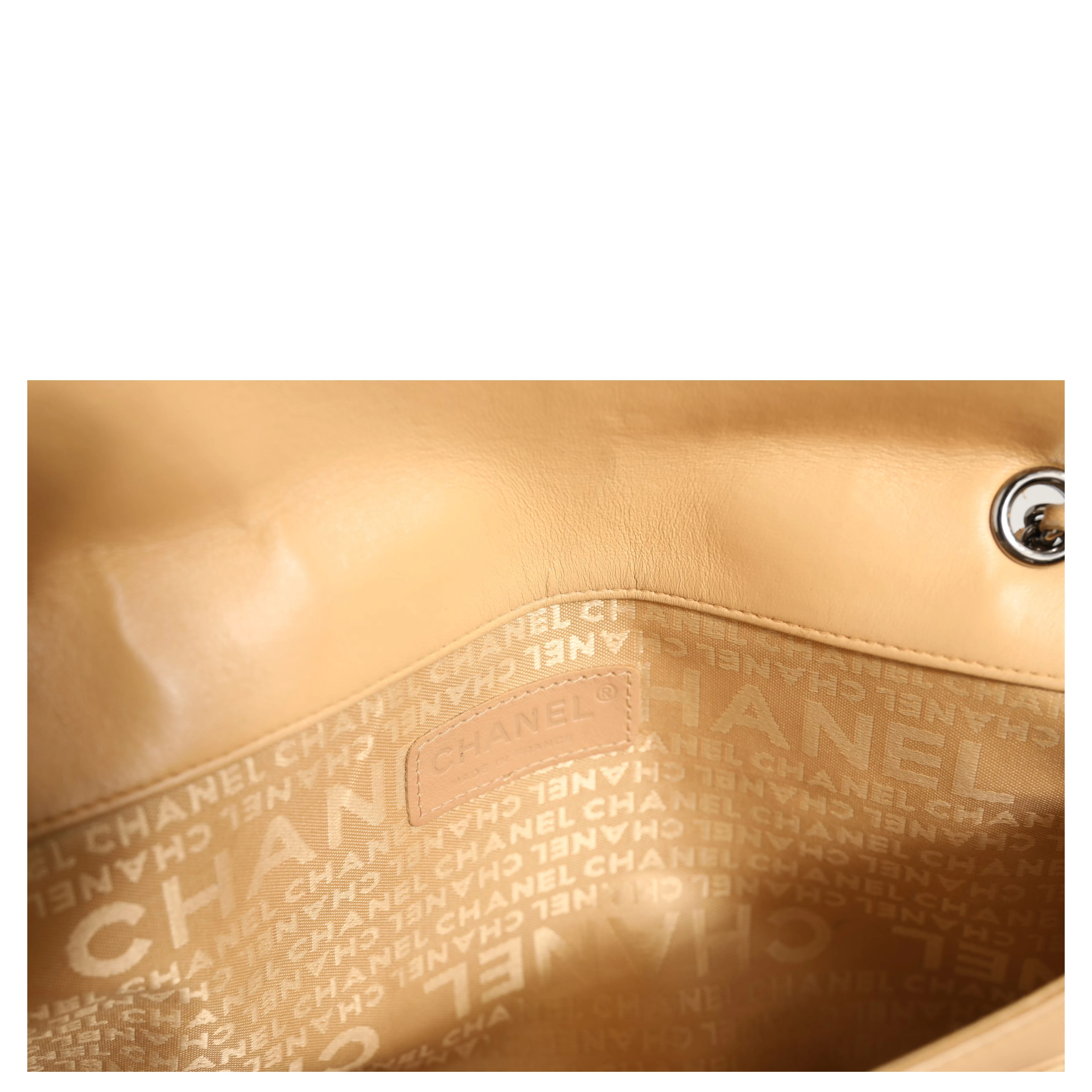 Beige Lambskin Giant Reissue Mademoiselle Lock Flap Bag