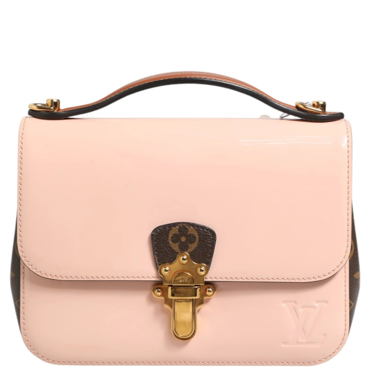 Pink Vernis and Monogram Canvas Cherrywood BB Shoulder Bag