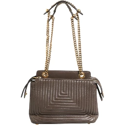 Brown Quilted Lambskin Leather Dotcom Click Small Shoulder Bag