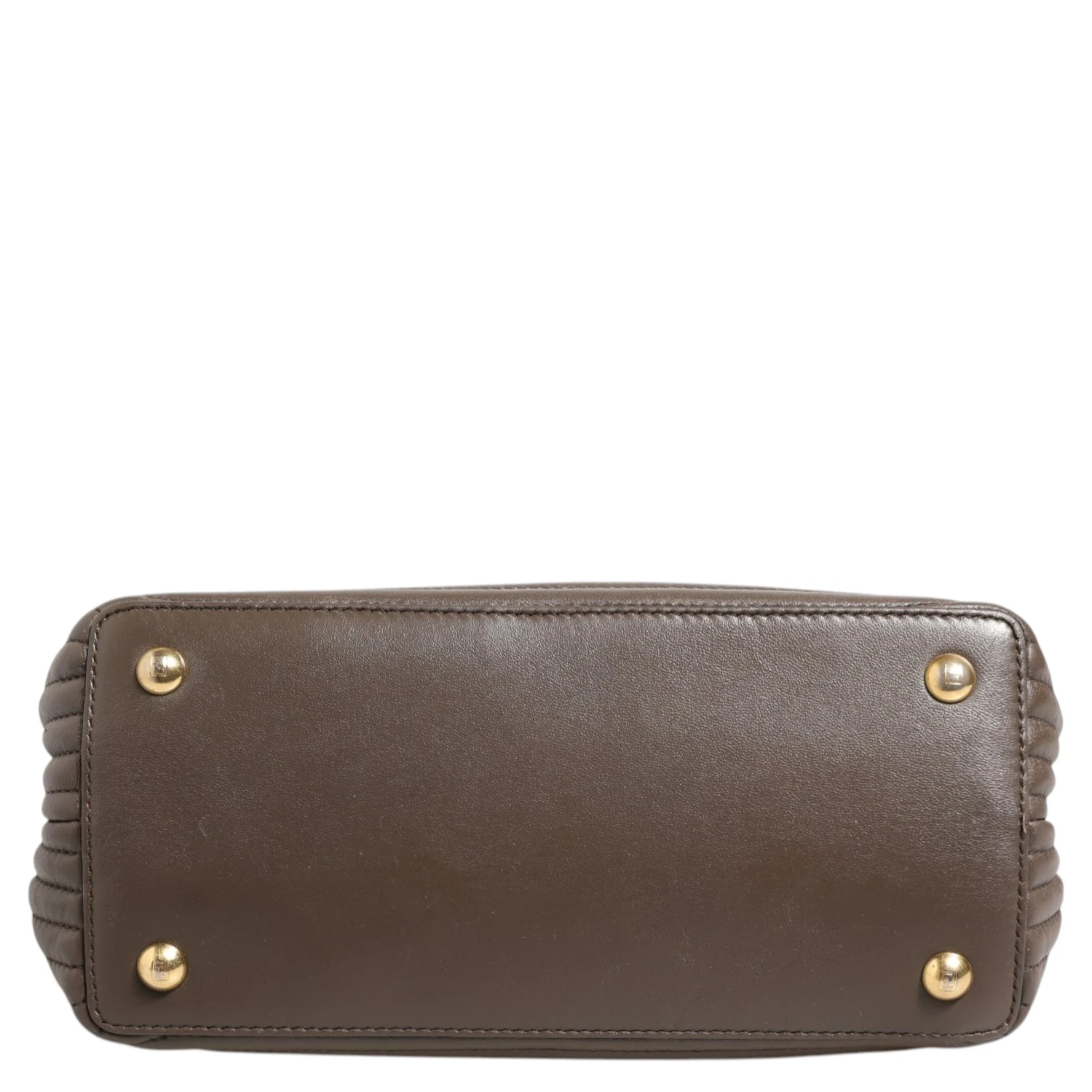 Brown Quilted Lambskin Leather Dotcom Click Small Shoulder Bag