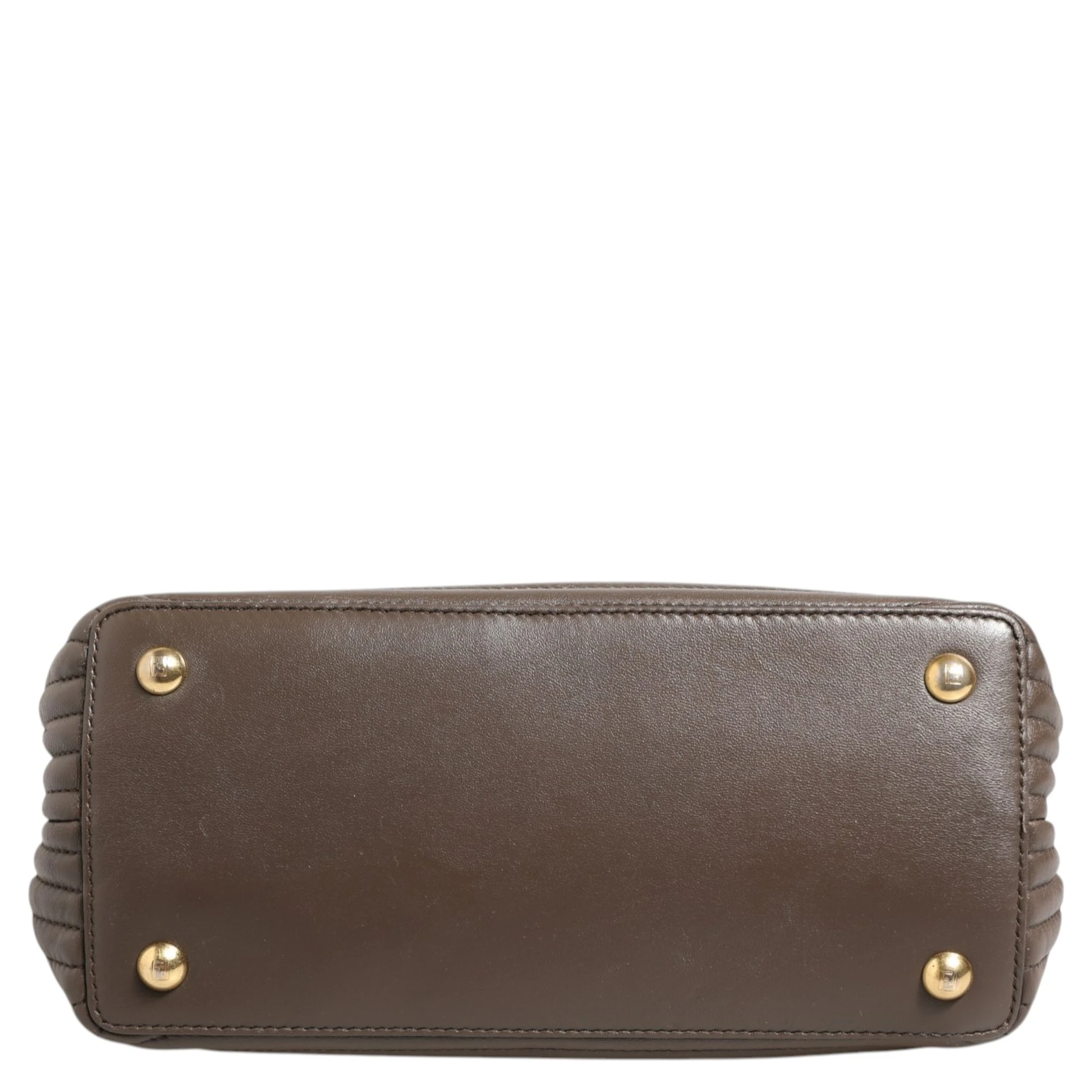 Brown Quilted Lambskin Leather Dotcom Click Small Shoulder Bag
