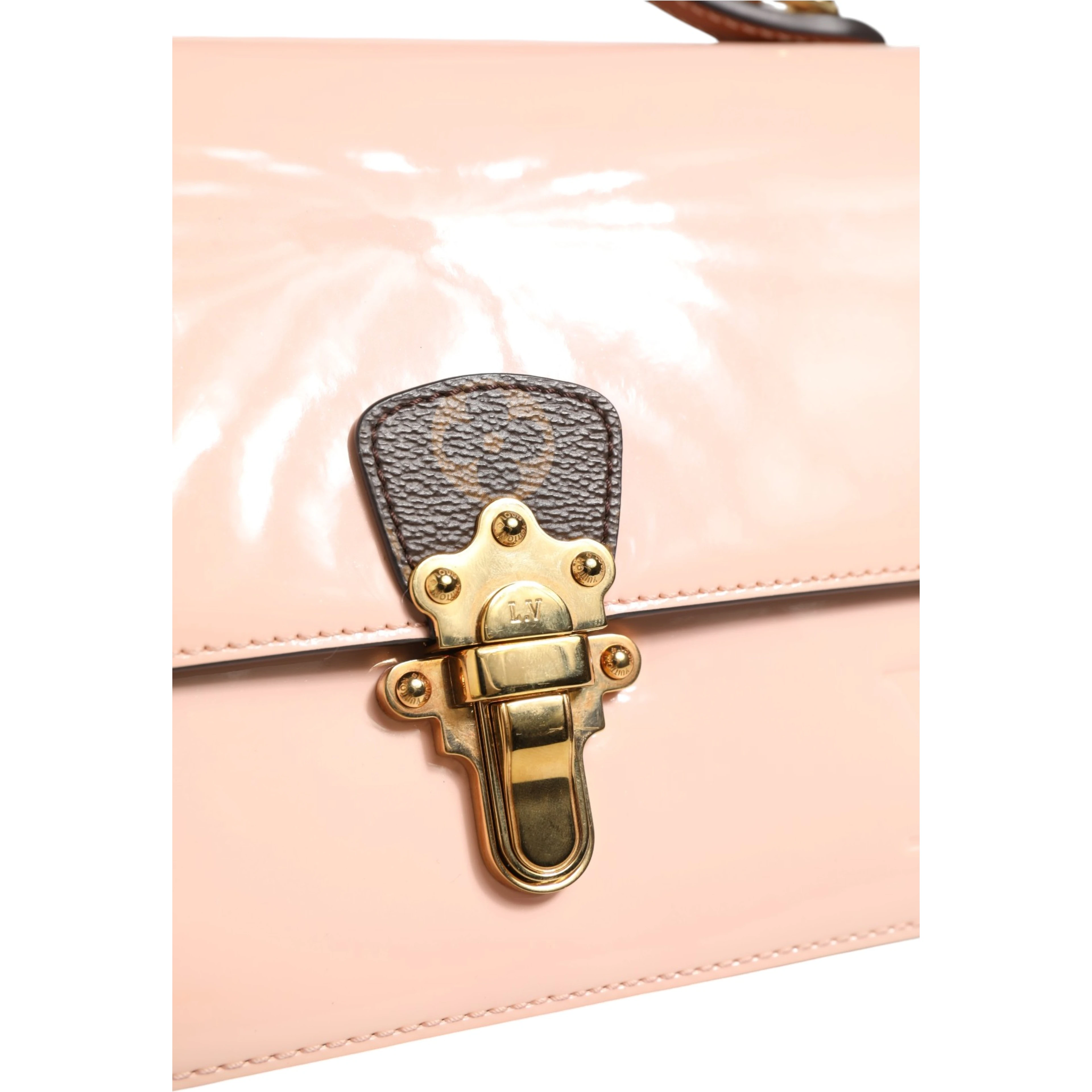 Pink Vernis and Monogram Canvas Cherrywood BB Shoulder Bag