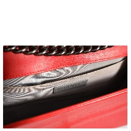 Red Diamond Stitch Calfskin Leather New Medium Boy Bag
