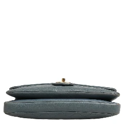 Blue Quilted Leather Crown Flap Shoulder Bag