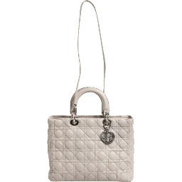 Lady Dior Large Grey Cannage Lambskin Bag