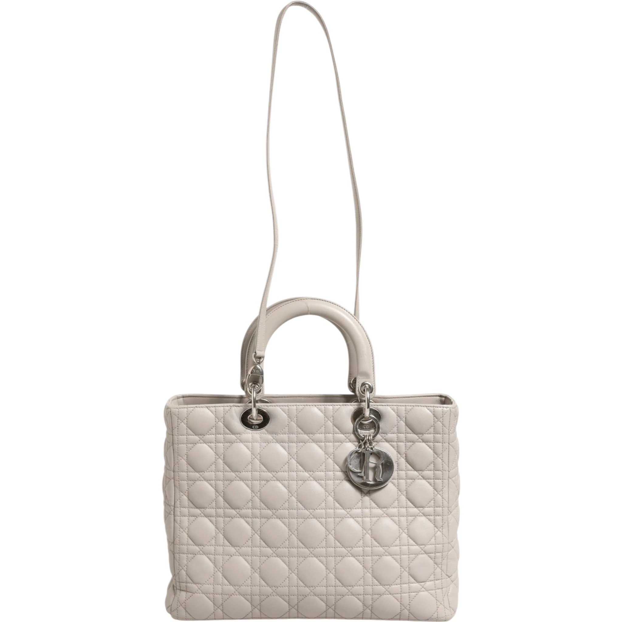 Lady Dior Large Grey Cannage Lambskin Bag