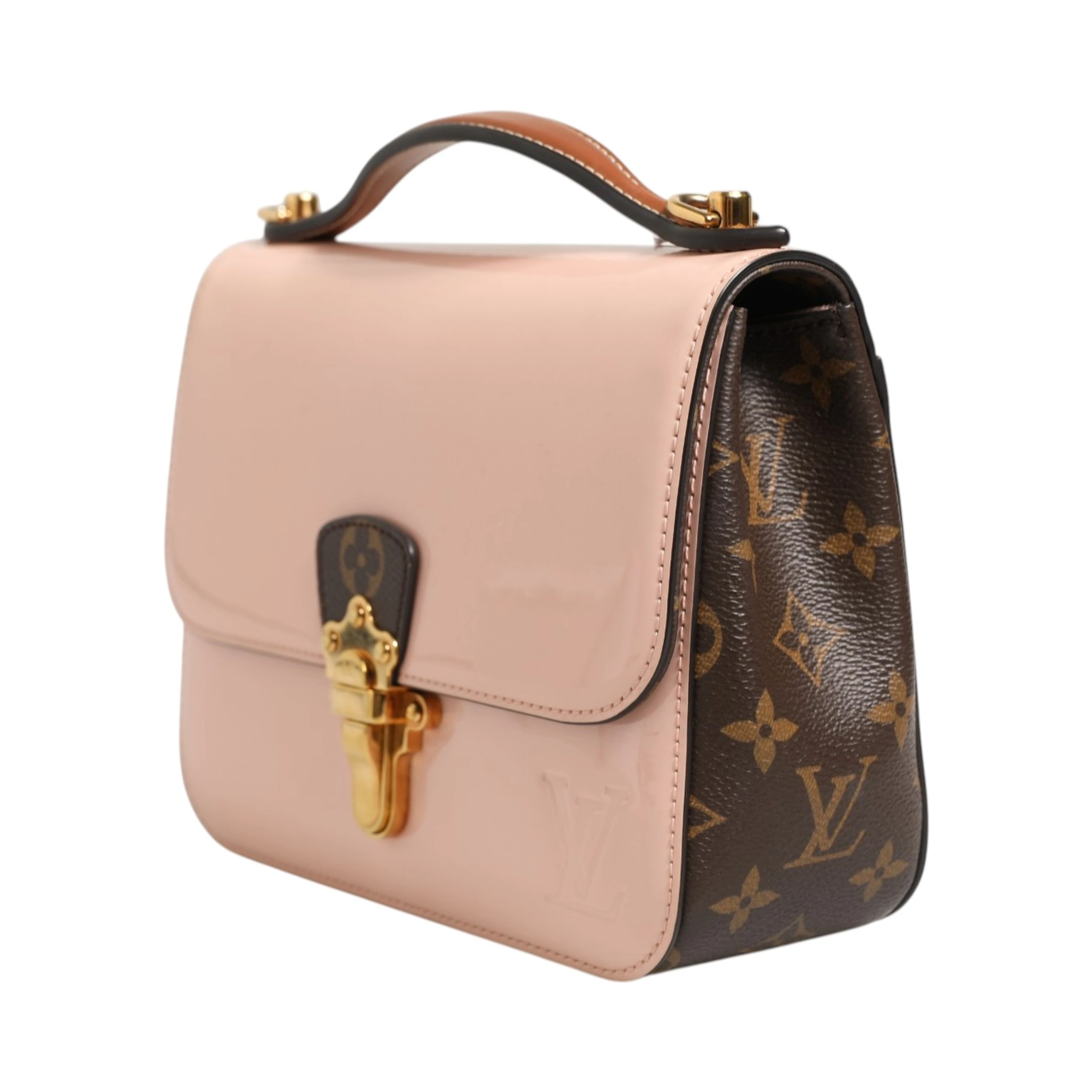 Pink Vernis and Monogram Canvas Cherrywood BB Shoulder Bag