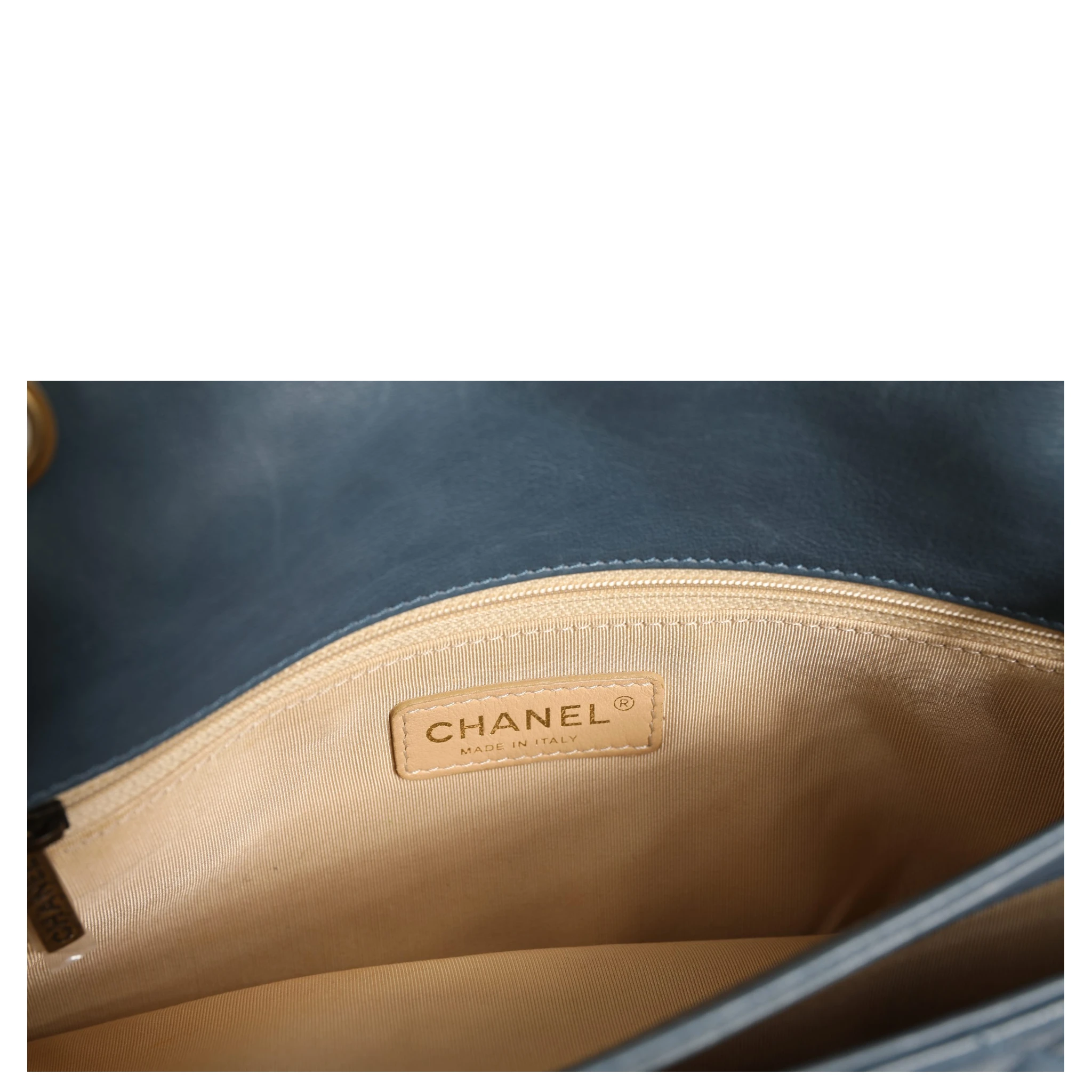 Blue Quilted Leather Crown Flap Shoulder Bag