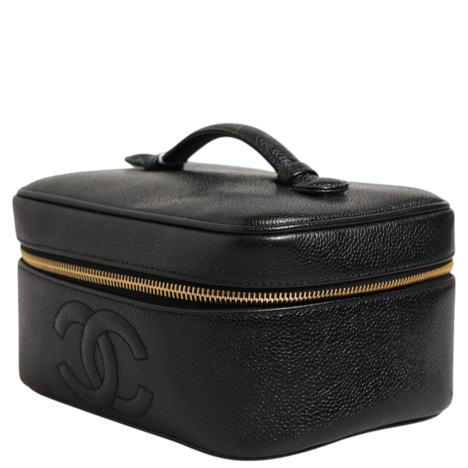 Black and gold makeup bag