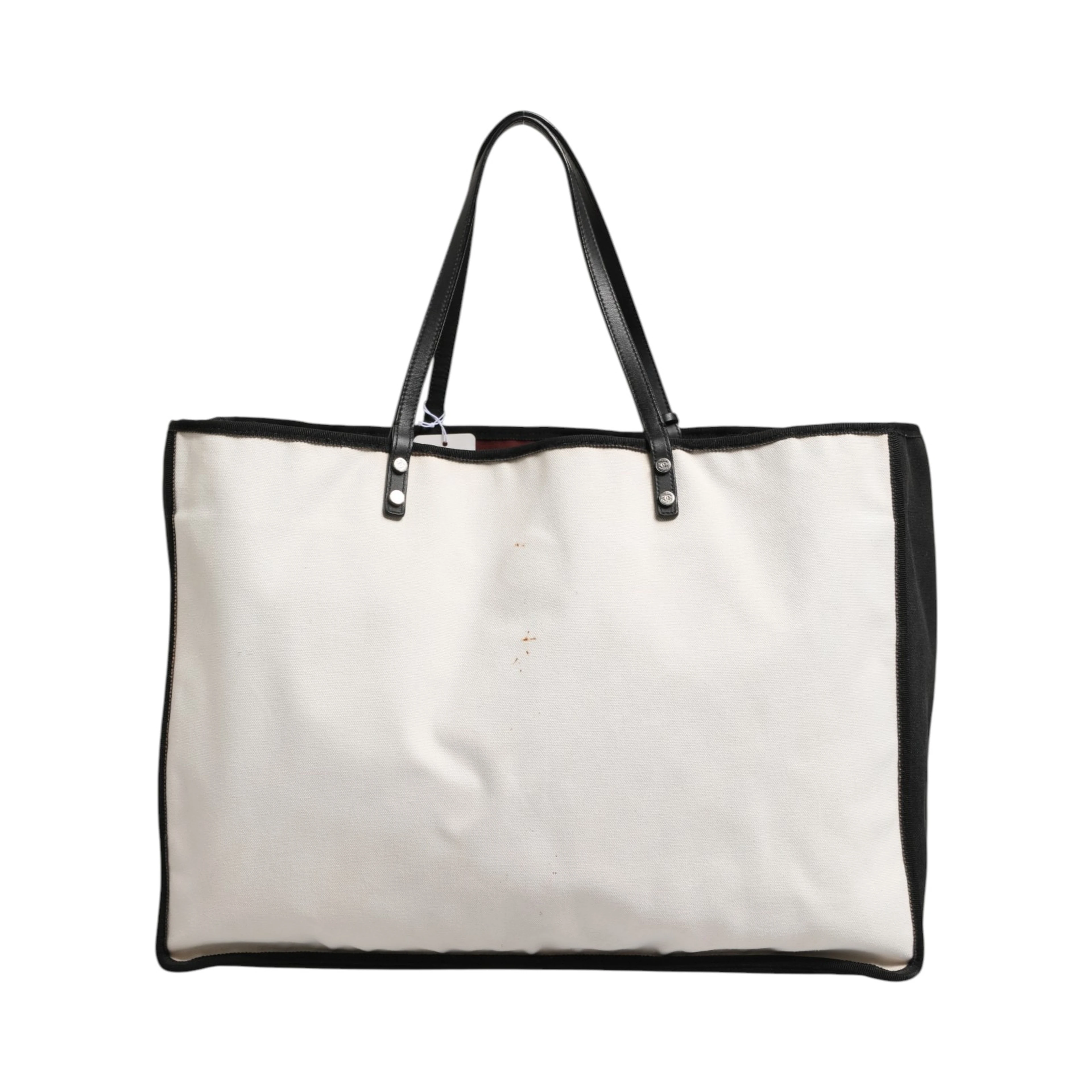 Ladies First White and Black Canvas Shopper Tote Bag