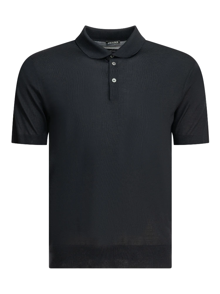 Short sleeves polo shirt in wool