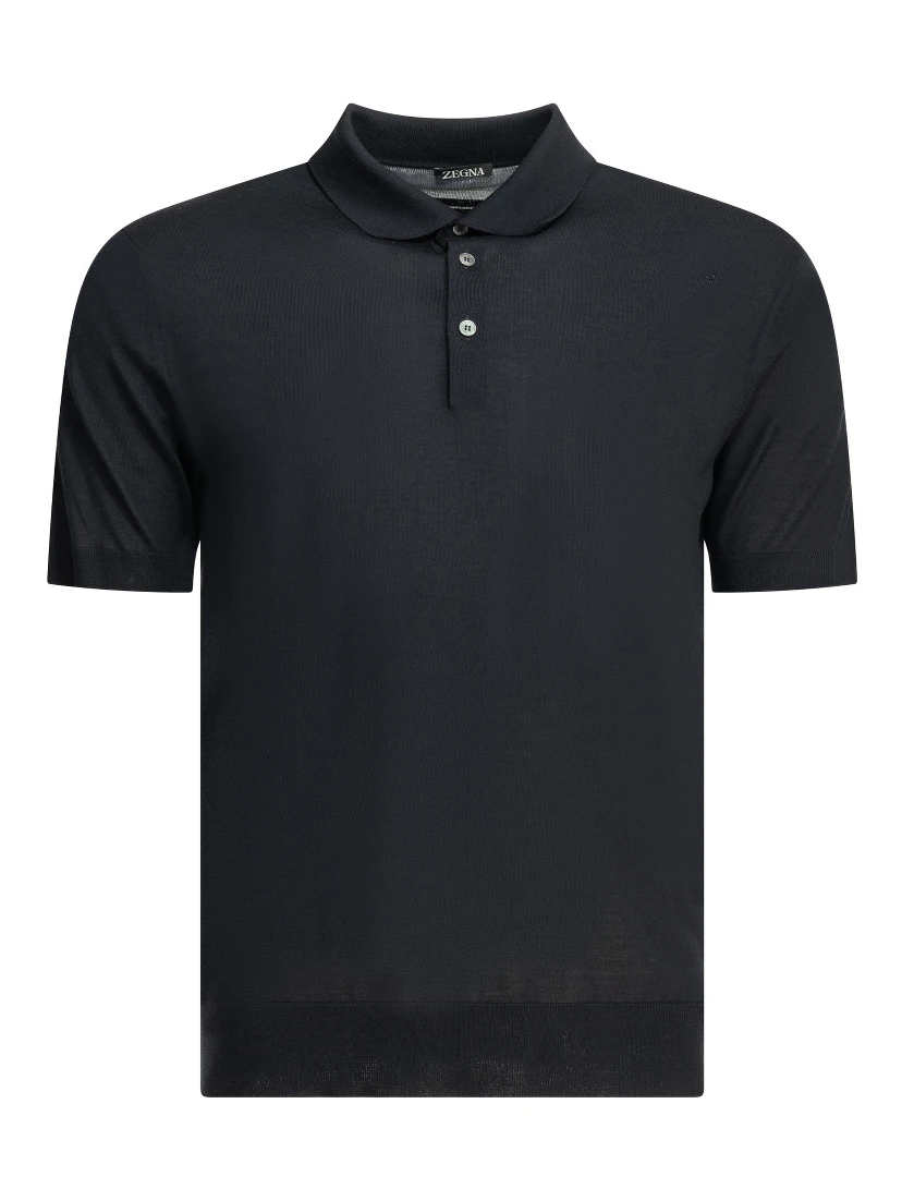 Short sleeves polo shirt in wool