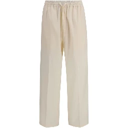Beige Cotton Casual Pants
