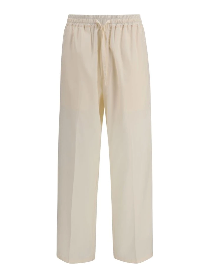 Beige Cotton Casual Pants