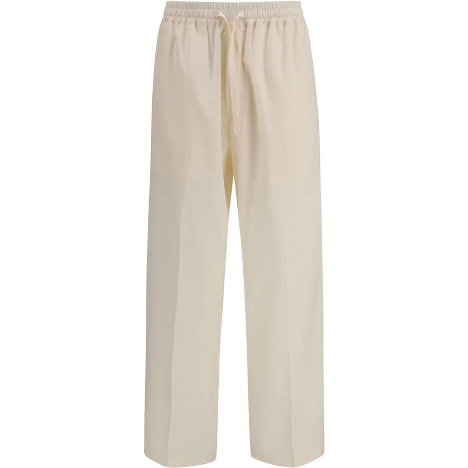 Beige Cotton Casual Pants