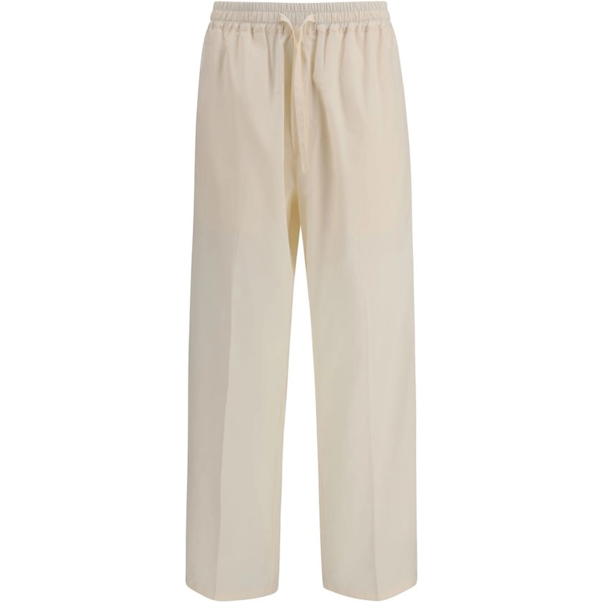 Beige Cotton Casual Pants