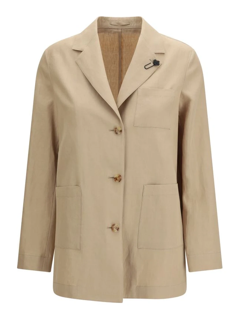 Beige Wool Oves Aries Full-Length Jacket