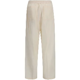 Beige Cotton Casual Pants