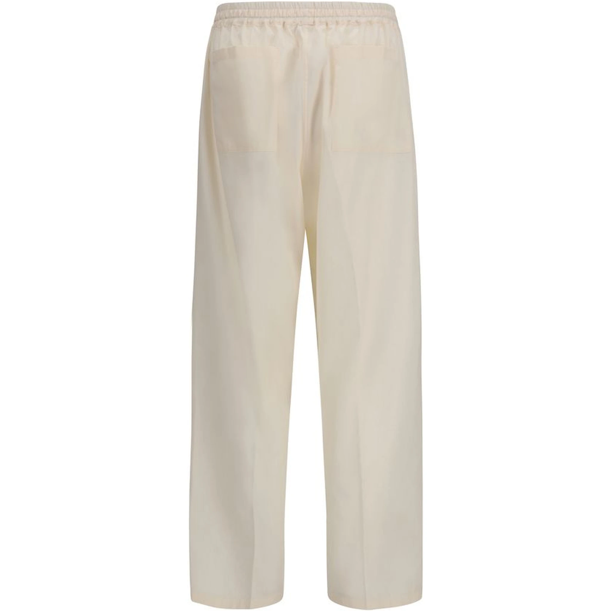 Beige Cotton Casual Pants