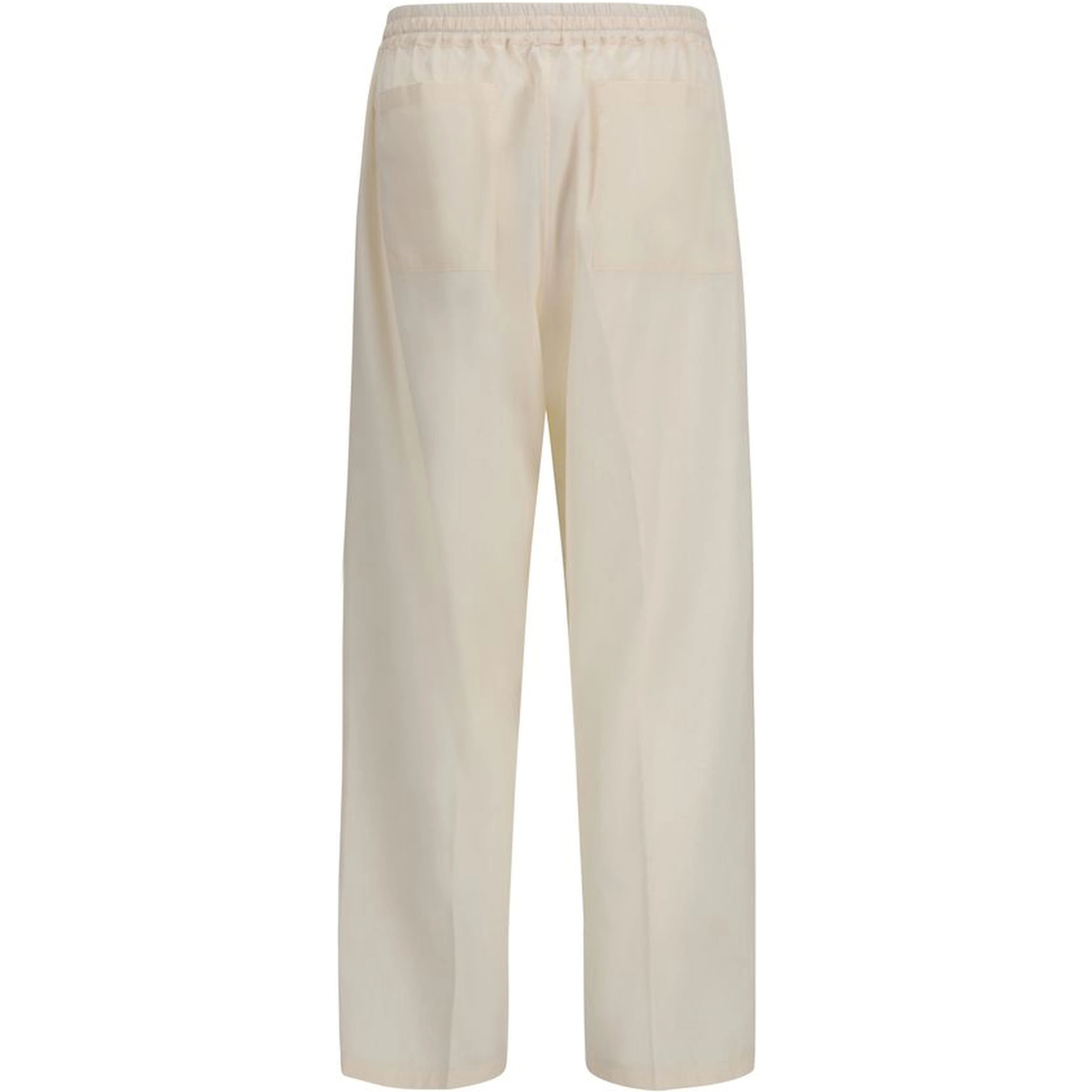 Beige Cotton Casual Pants