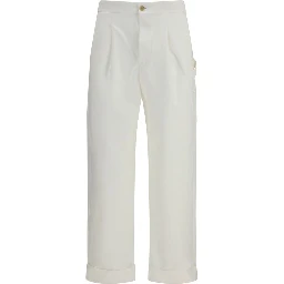 White Cotton Casual Pants