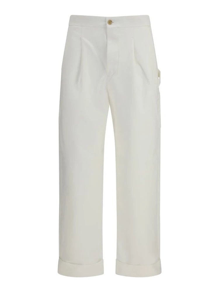 White Cotton Casual Pants