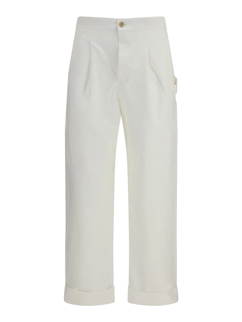 White Cotton Casual Pants