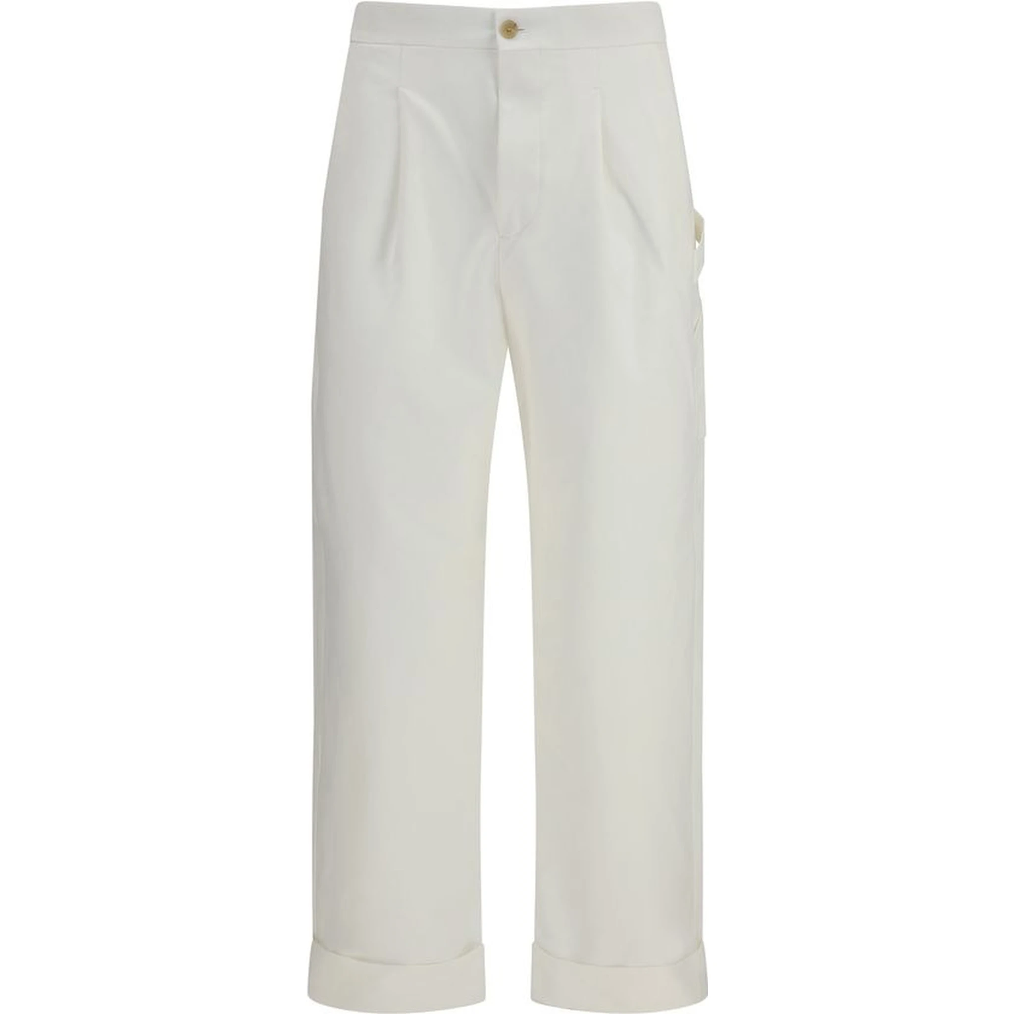 White Cotton Casual Pants