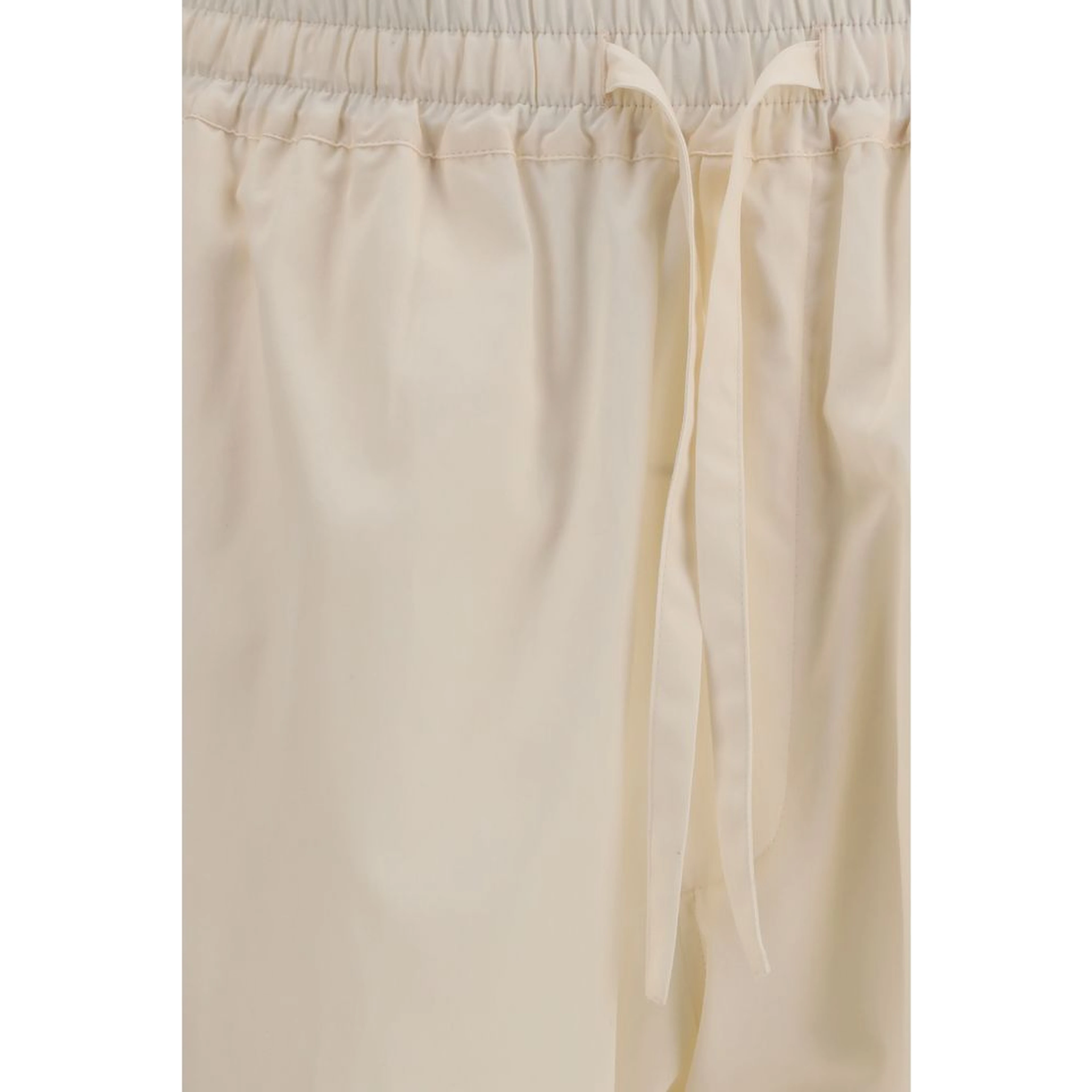 Beige Cotton Casual Pants