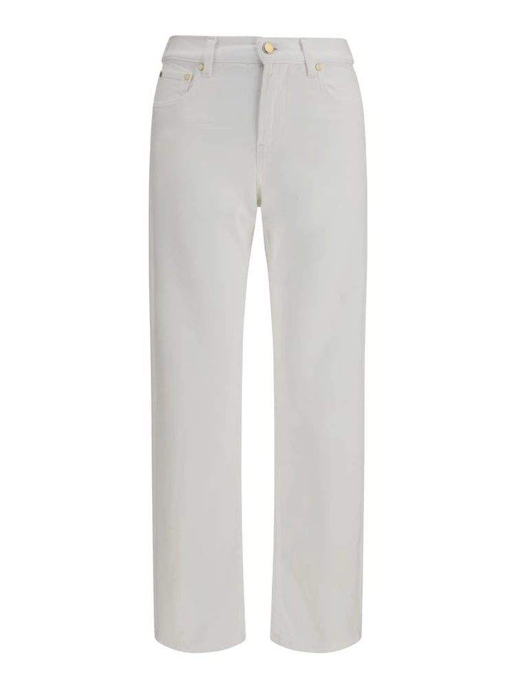 White Cotton Slim Fit Jeans