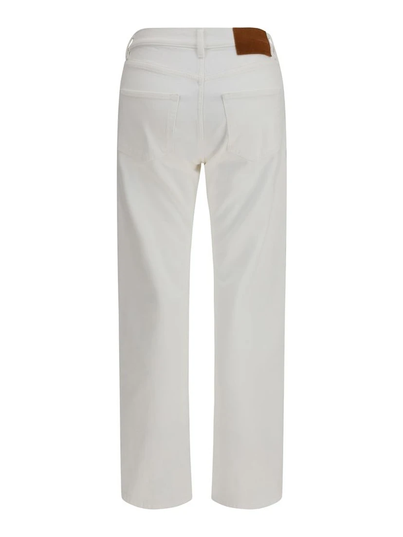White Cotton Slim Fit Jeans