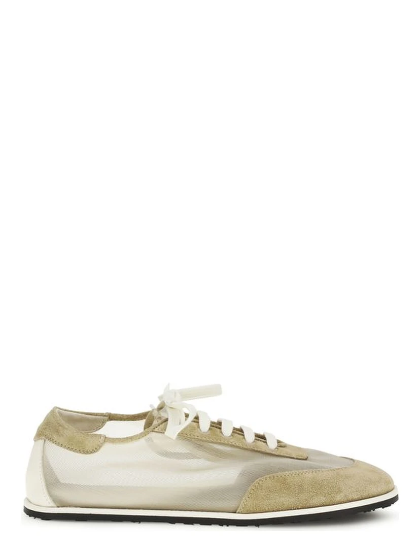 Beige Calf Leather Bos Taurus Low Top Sneakers