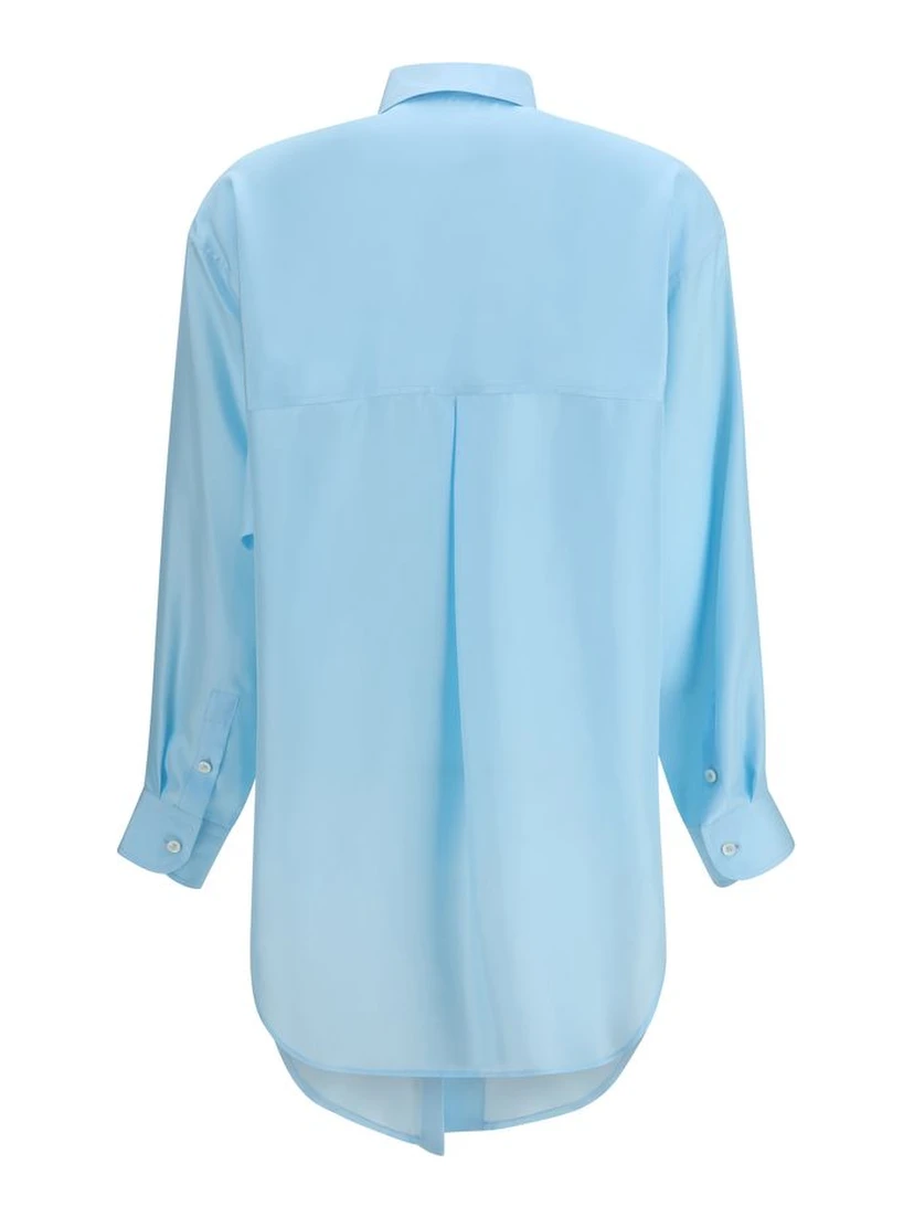 Blue Silk Dress Shirt