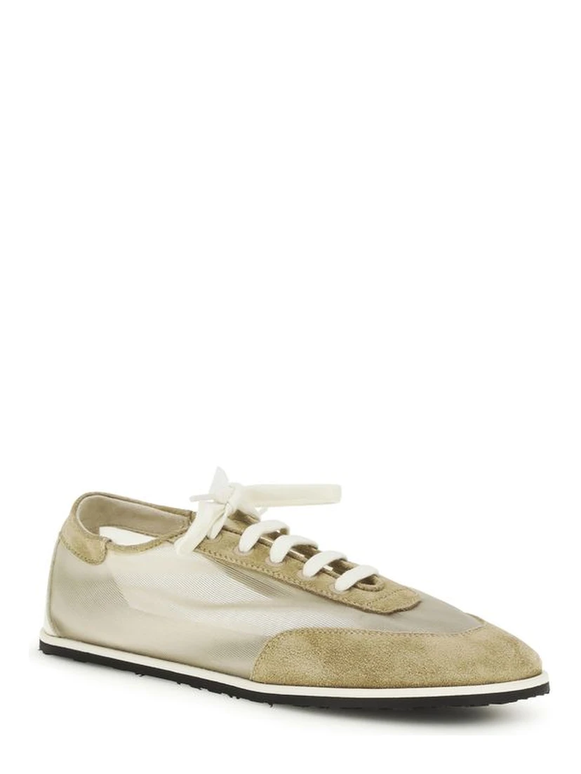 Beige Calf Leather Bos Taurus Low Top Sneakers