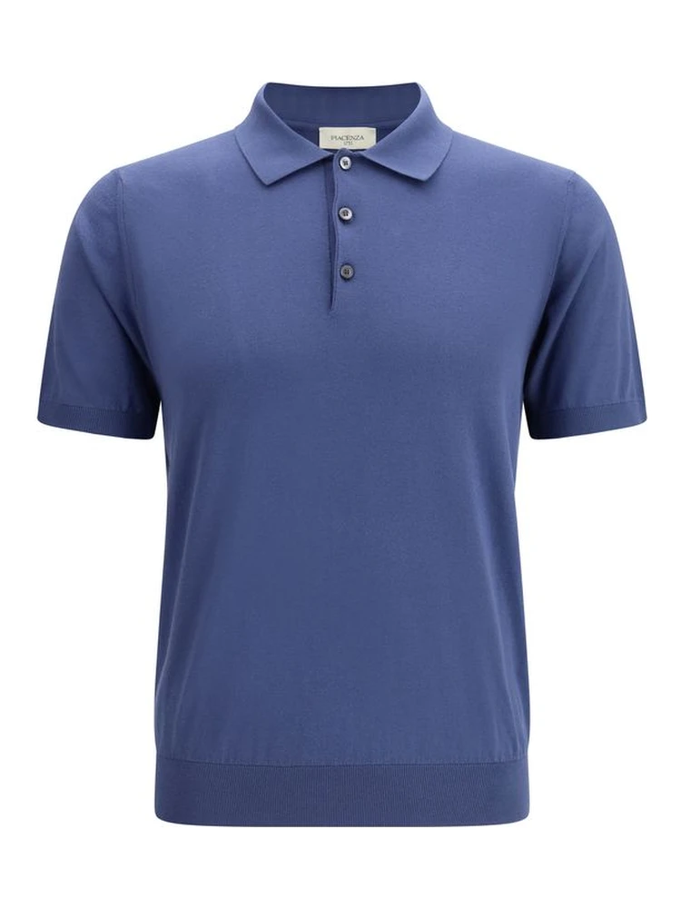 Blue Cotton Polo Shirt