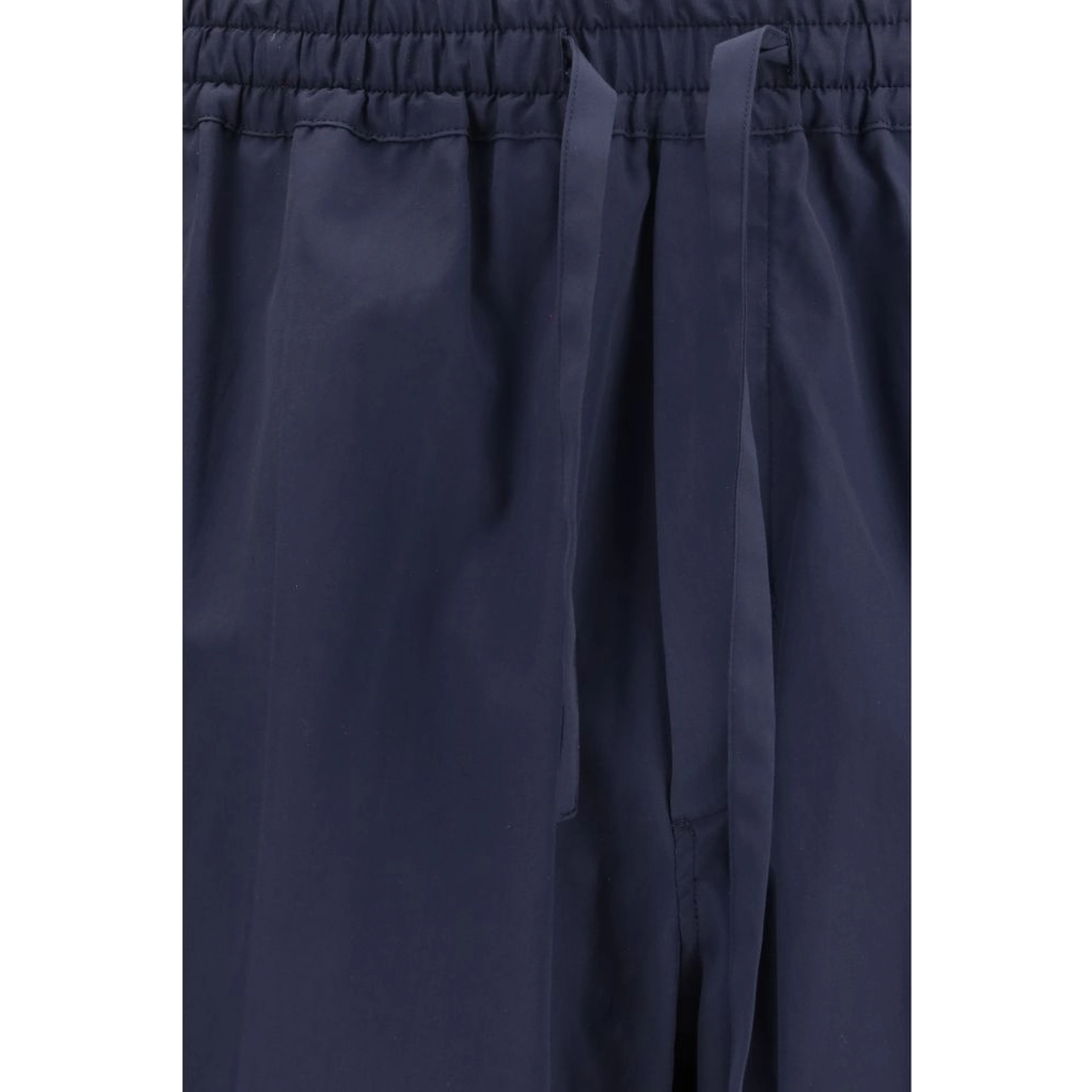 Blue Cotton Casual Pants
