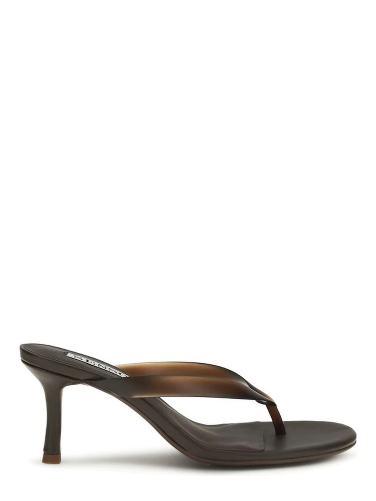 Brown Rubber Stiletto Heel Sandals