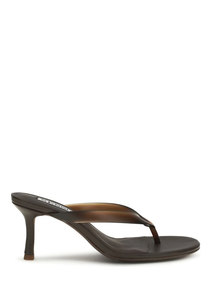 Brown Rubber Stiletto Heel Sandals