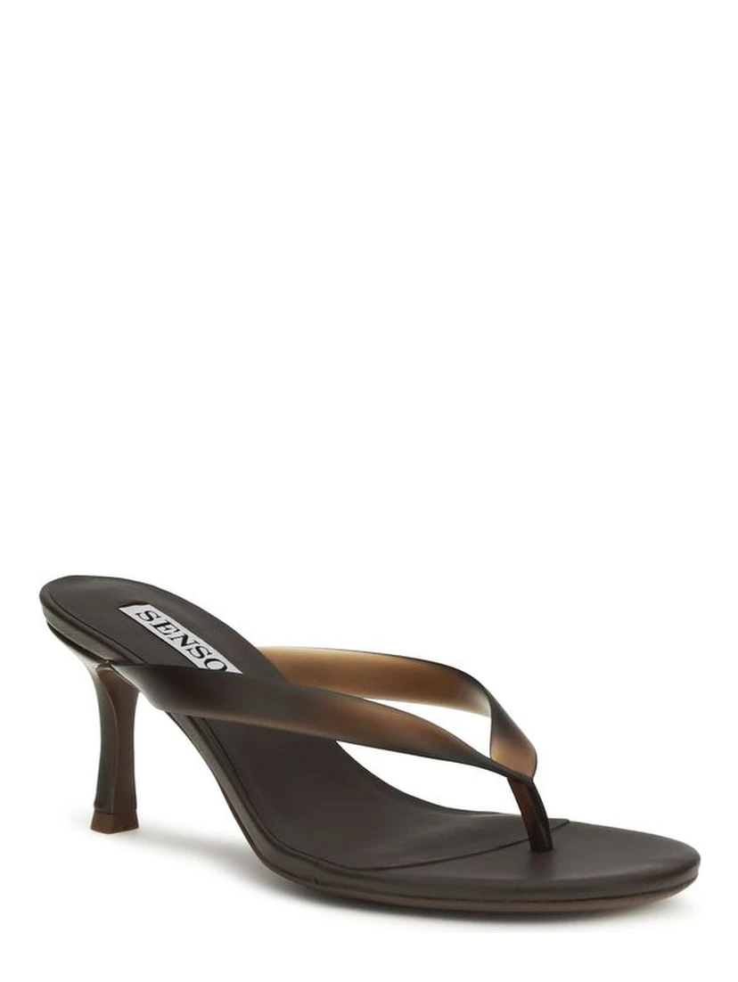 Brown Rubber Stiletto Heel Sandals