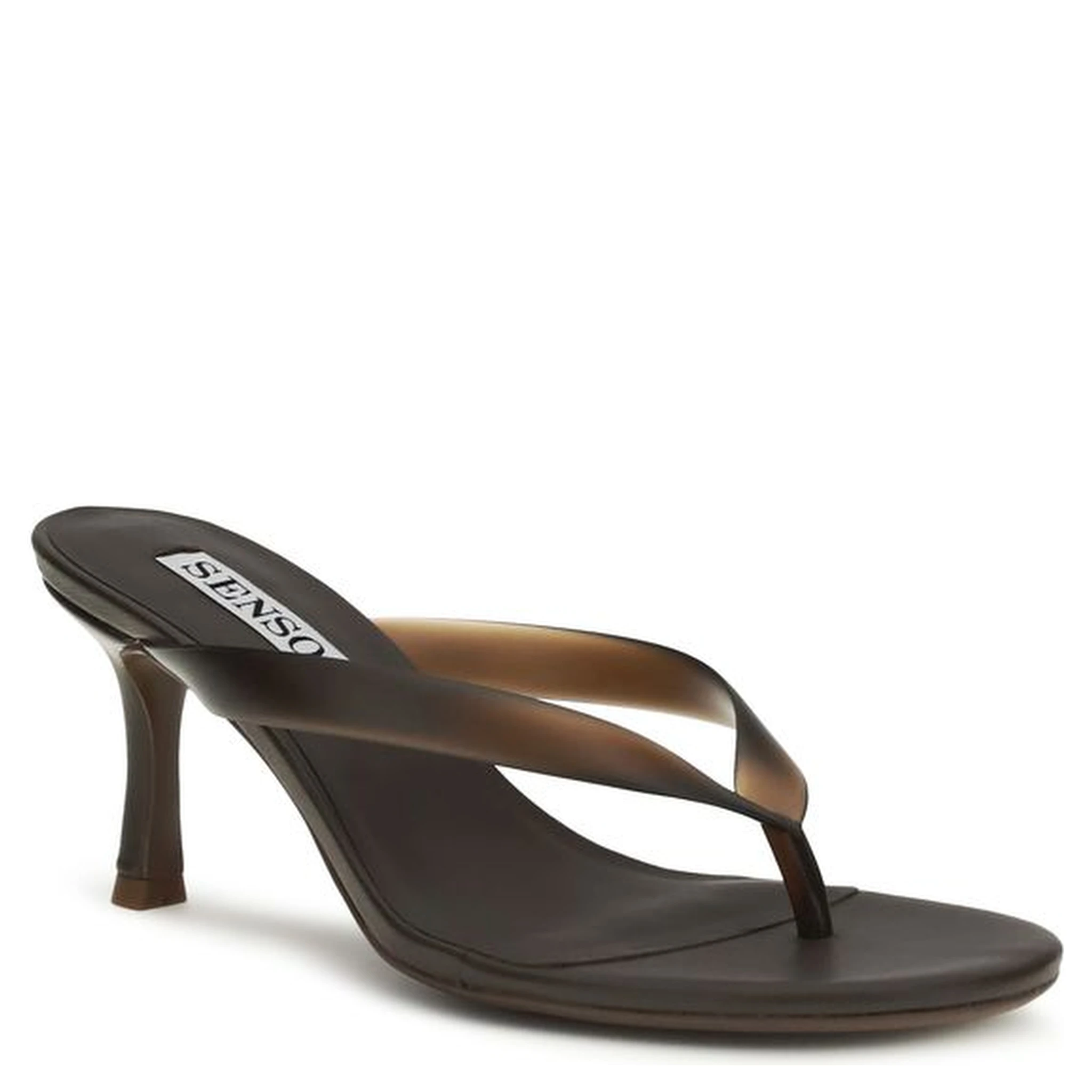 Brown Rubber Stiletto Heel Sandals