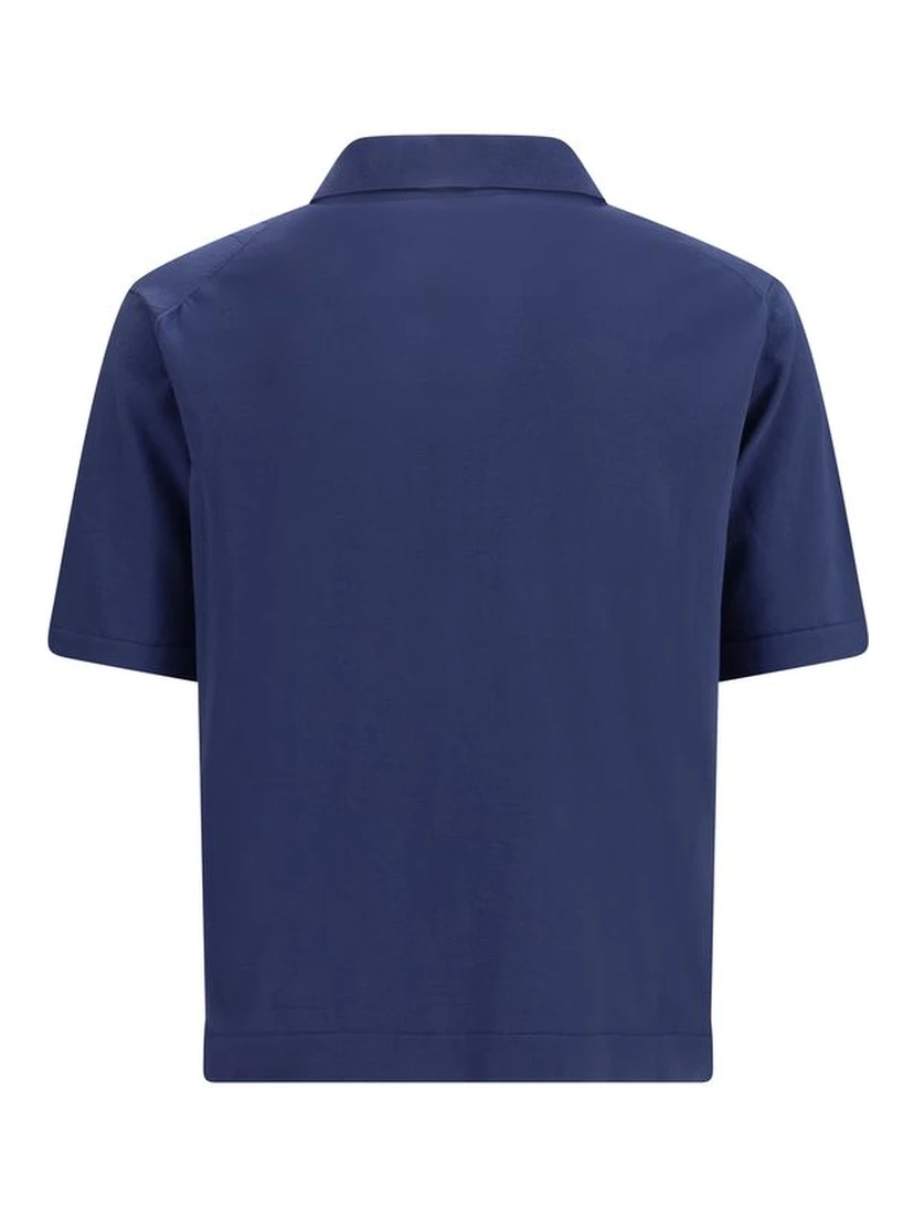 Blue Cotton Polo Shirt