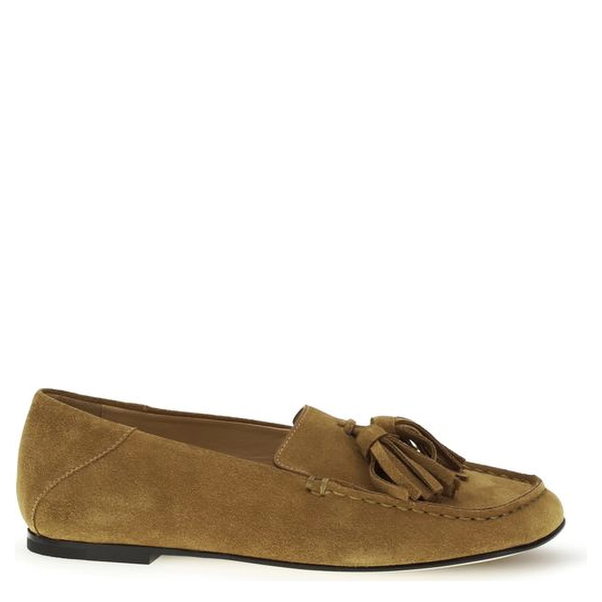 Beige Calf Leather Bos Taurus Slip-On Loafers