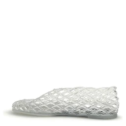 White Rubber Ballet Flats