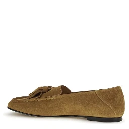Beige Calf Leather Bos Taurus Slip-On Loafers