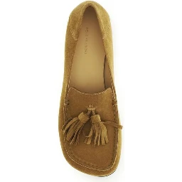 Beige Calf Leather Bos Taurus Slip-On Loafers