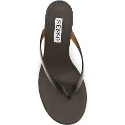 Brown Rubber Stiletto Heel Sandals
