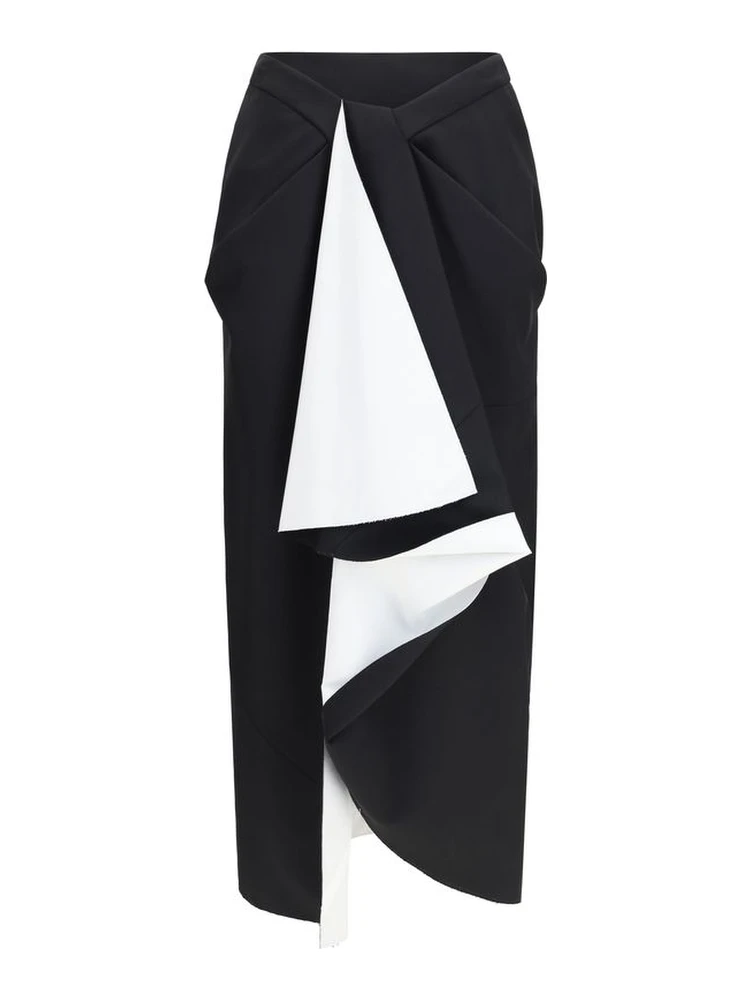 Black Wool Oves Aries Midi Skirt